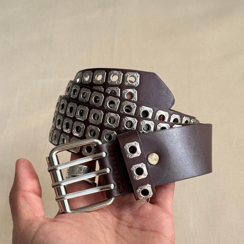 y2k 2000s studded brown and silver grunge emo belt